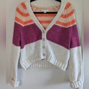 American Eagle Chunky Knit Cardigan Cozy Cropped Long Sleeve M Cottagecore